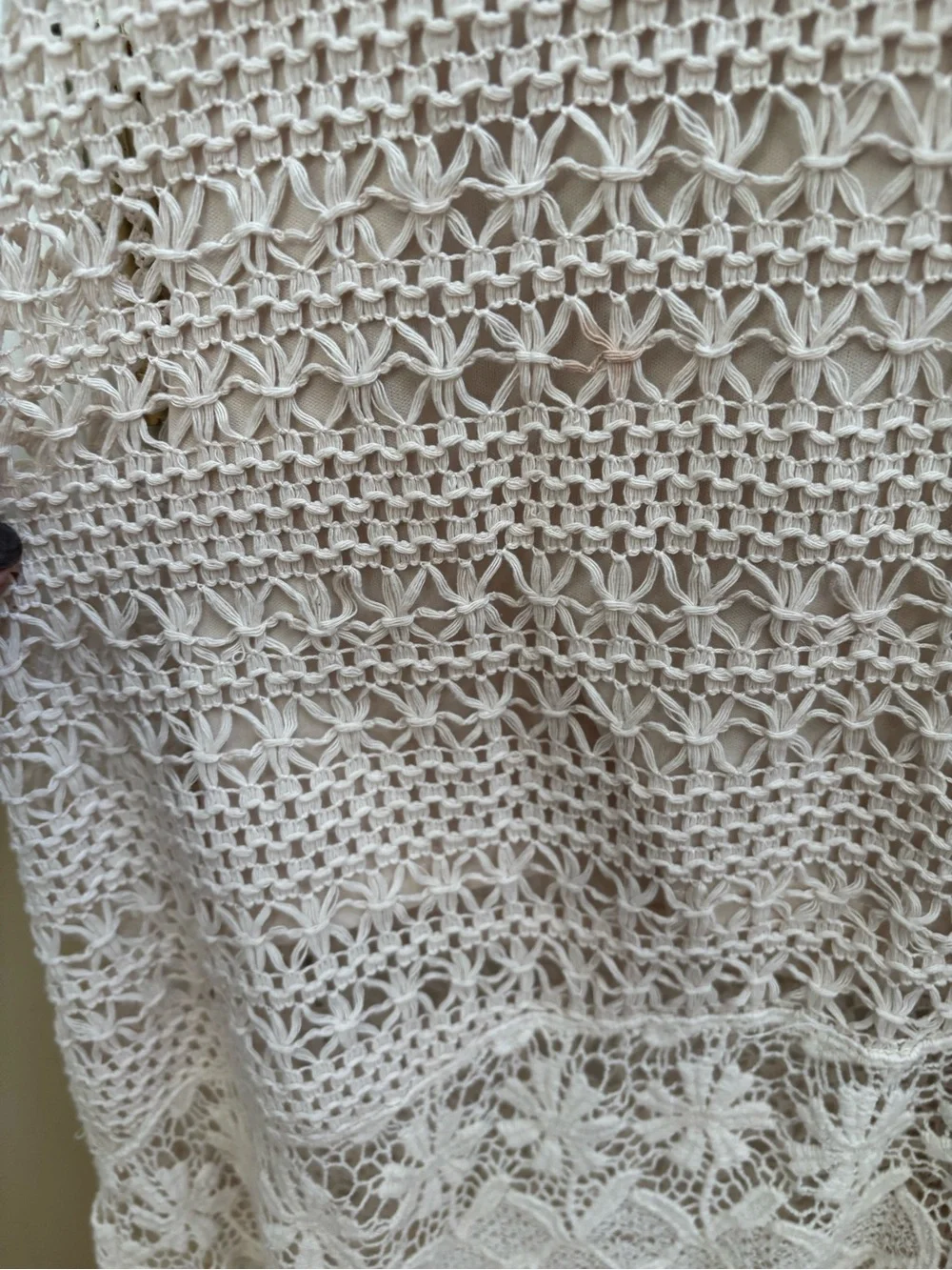 H&M Boho Crochet Lined Racerback Dress in Cream, Size 14, EUC/SEE COMMENTS
